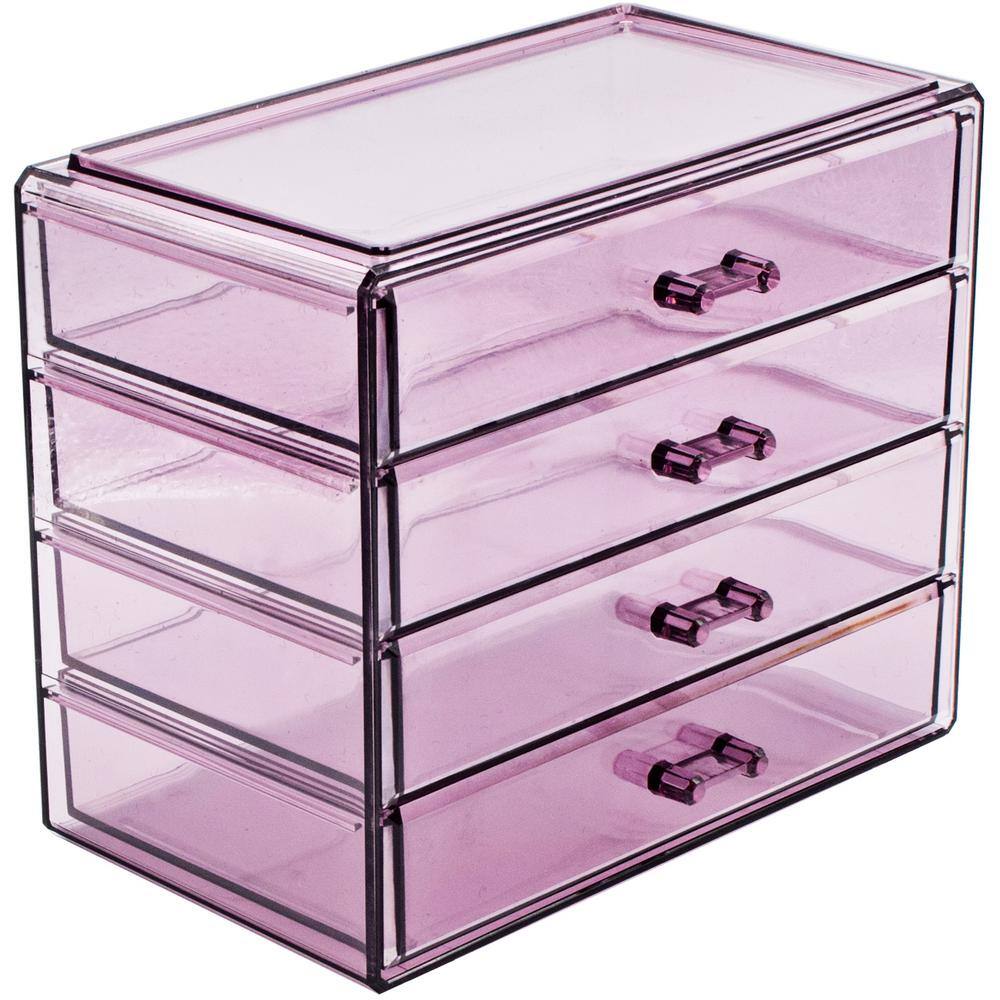Sorbus Purple Clear Makeup Organizer - The Home Depot