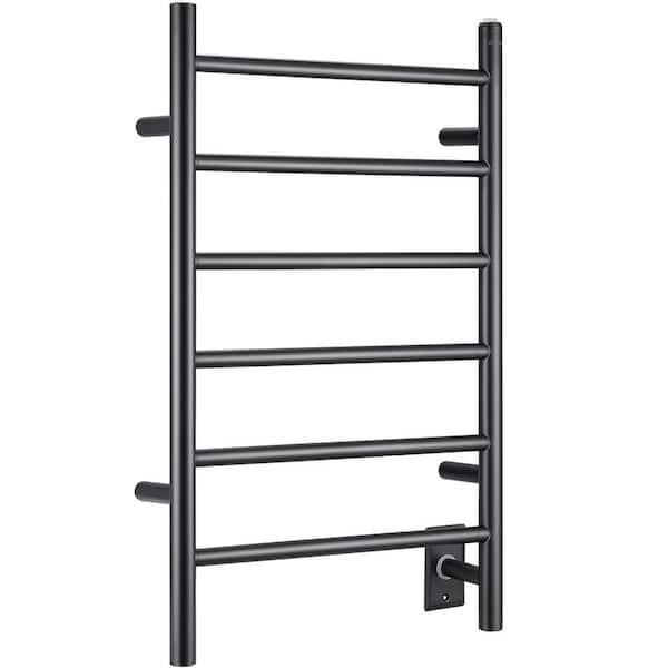 Ancona Comfort Dual 6-Bar Wall Mount Hardwired and Plug-In Electric Towel Warmer in Matte Black