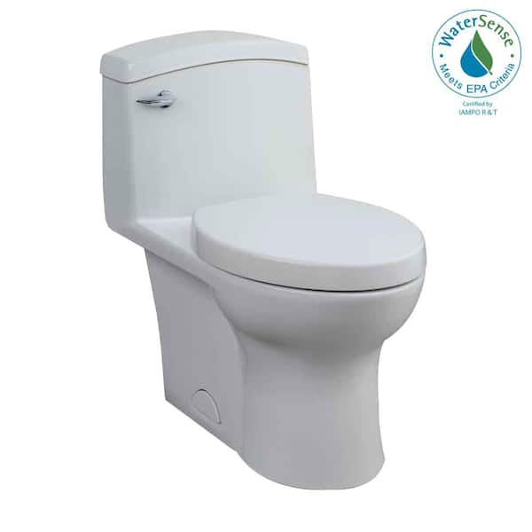 Porcher Veneto 1-Piece 1.25 GPF High-Efficiency Elongated Water Closet Toilet with Slow-Close Seat in White-DISCONTINUED