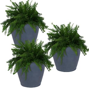 24 in. Slate Sunnydaze Anjelica Outdoor Polyresin Flower Pot Planter (3-Pack)
