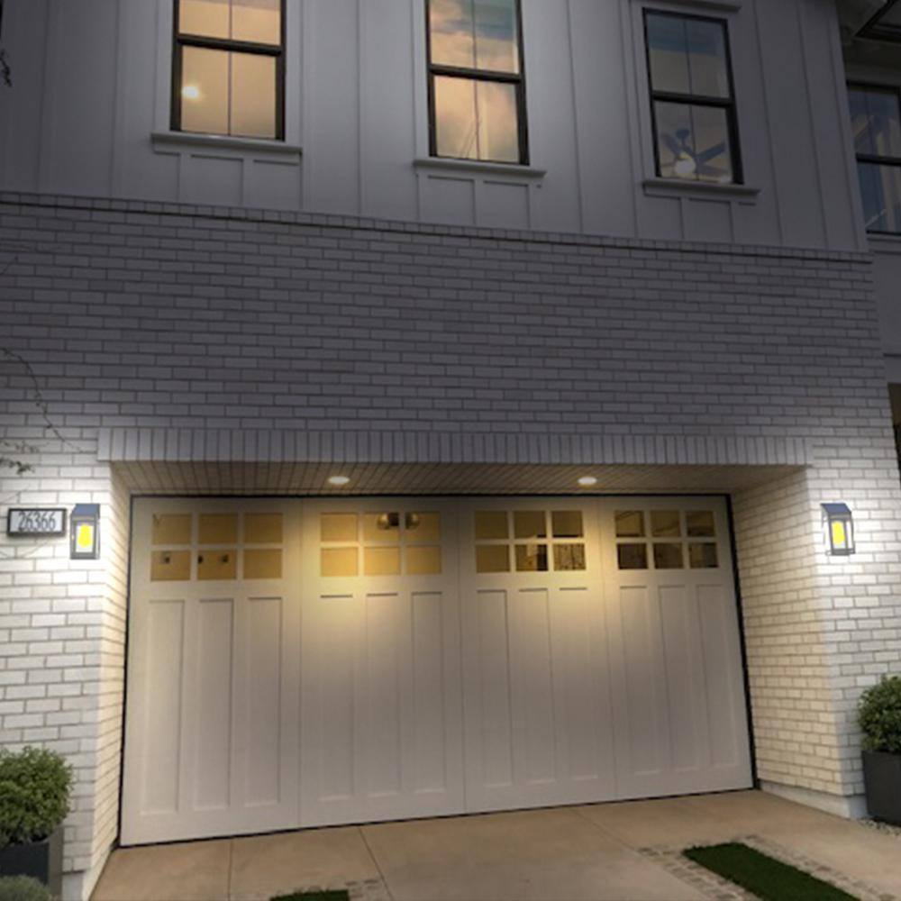Black Solar LED Wall Lantern with Clear Panels