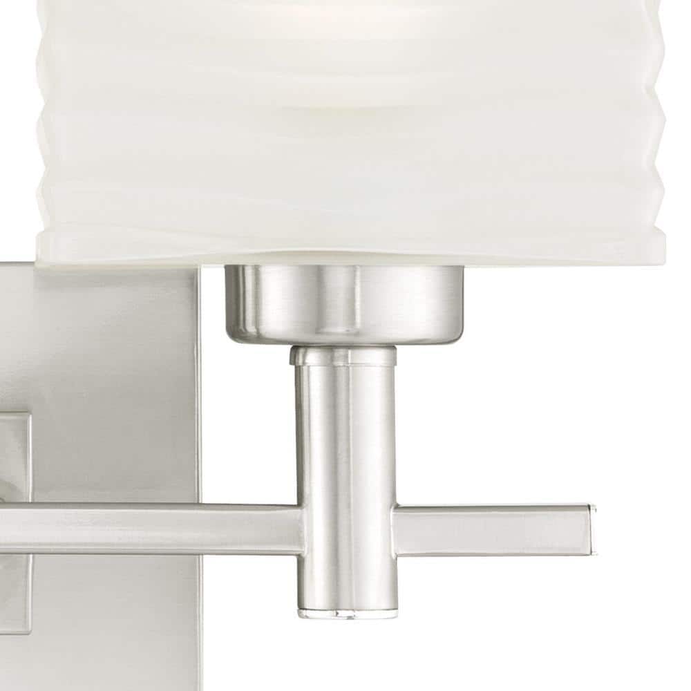 Brushed Nickel Two-Light Wall Fixture with Rippled Glass Shades
