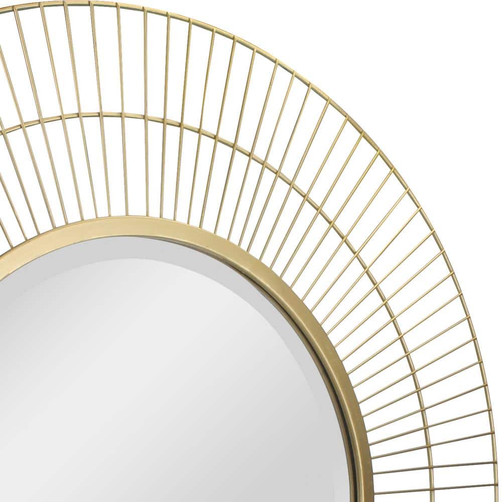 Gold Round Radial Wire Frame Wall Mirror