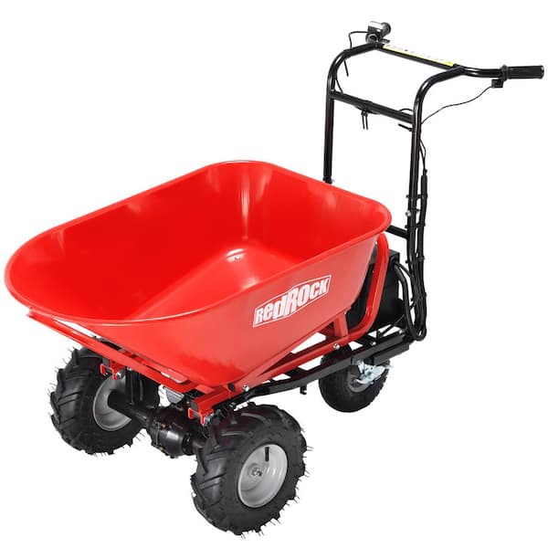 Polibi 6 cu. ft. Steel Electric Powered Garden Cart with Lockable 360-Degree Swivel Wheel and Solid Bin
