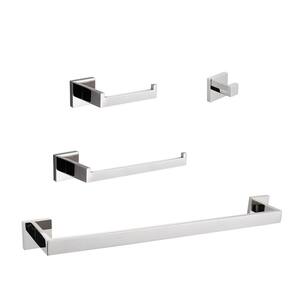 4-Piece Square Bath Hardware Set with Mounting Hardware in Chrome