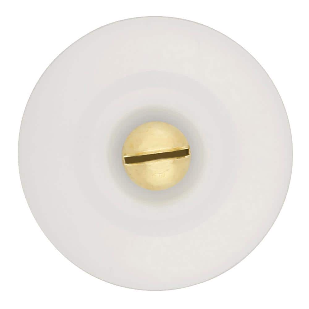 White Porcelain Round Cabinet Knob with Brass Accent