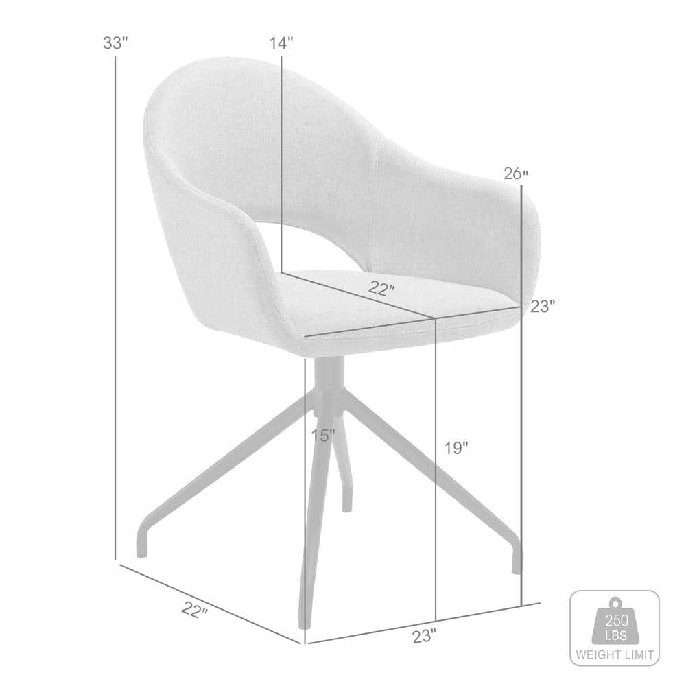 Gray Upholstered Swivel Side Chair with Black Metal Legs