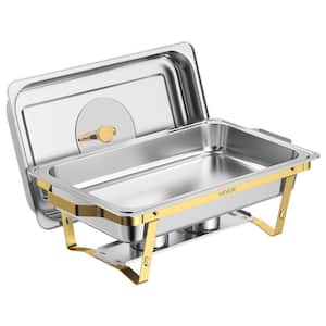 2 Packs Chafing Dishes for Buffet Set, 9 qt. Silver Stainless Steel Chafing Dishes, Rectangle Buffet Server Warmer