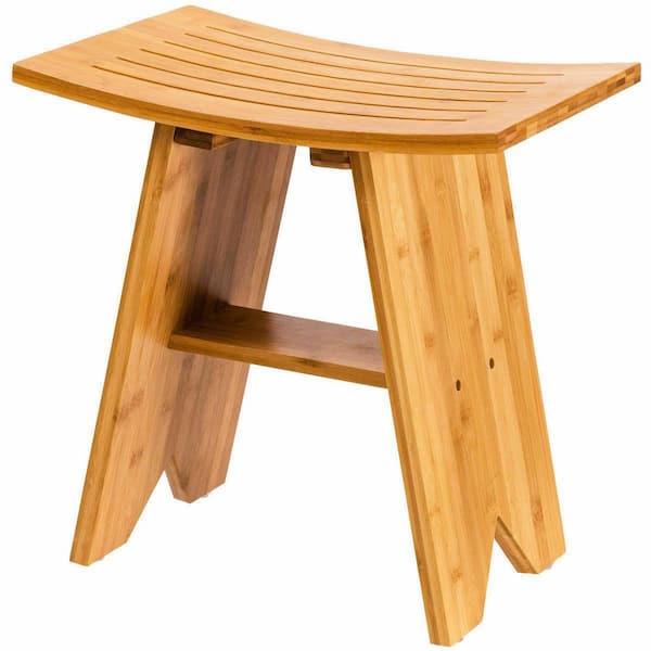 ANGELES HOME 18.1 in. W x 12.2 in. D x 18.3 in. H Bamboo Shower Stool Bench