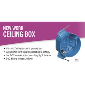 Polycarbonate Blue 20 cu. in. Round New Work Ceiling Electrical Box (Case of 75)