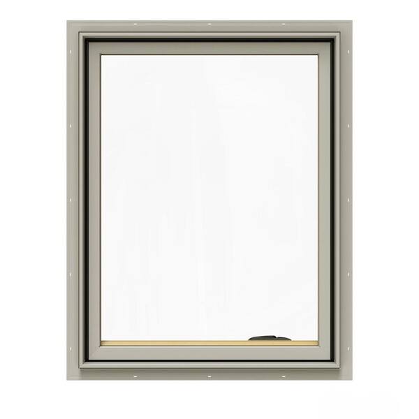 JELD-WEN 24.75 in. x 36.75 in. W-2500 Series Desert Sand Painted Clad Wood Right-Handed Casement Window w/ BetterVue Mesh Screen