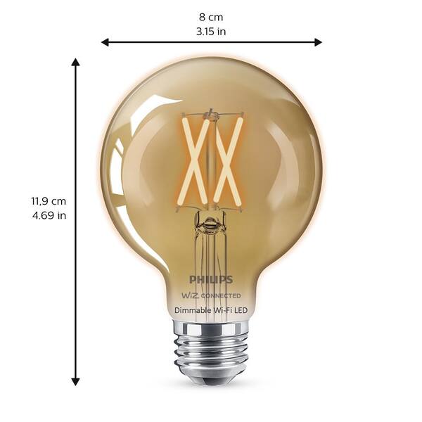 Philips Amber G25 LED 40-Watt Equivalent Dimmable Smart Wi-Fi Wiz Connected Wireless Light Bulb (4-Pack)