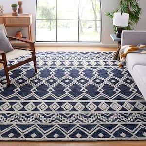 Abstract Navy/Ivory 6 ft. x 6 ft. Chevron Tribal Square Area Rug
