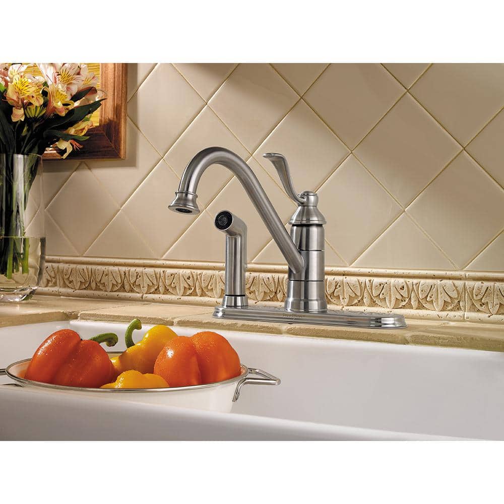 Portland Stainless Steel Single Handle Kitchen Faucet with Side Spray