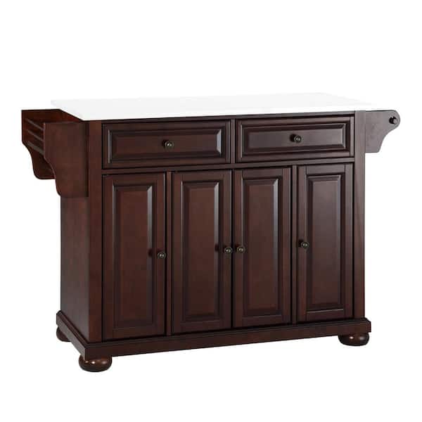 CROSLEY FURNITURE Alexandria Mahogany Kitchen Island with White Granite Top