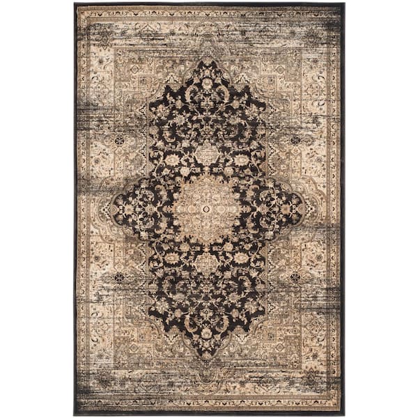 SAFAVIEH Vintage Black/Ivory 5 ft. x 8 ft. Antique Medallion Area Rug