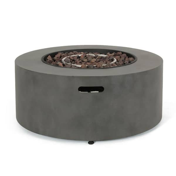 Boosicavelly Stone Gray Iron Round 32 in. Outdoor Propane Fire Pit