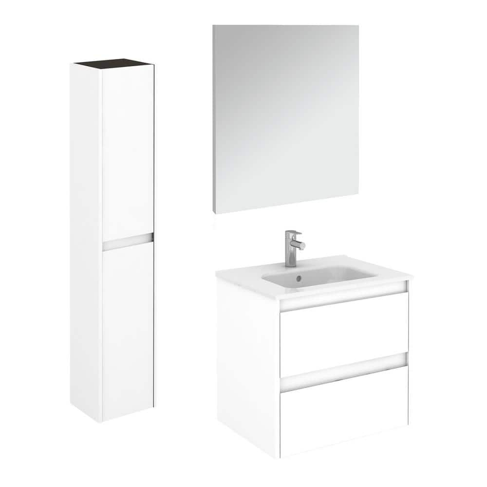 Ambra 23.9 in. W x 18.1 in. D x 22.3 in. H Bathroom Vanity Unit in Gloss White with Mirror and Column -  WS Bath Collections, Ambra60Pack2WG