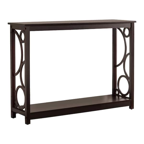 InRoom Designs 42 in. Cherry Standard Rectangle Wood Console Table with Storage