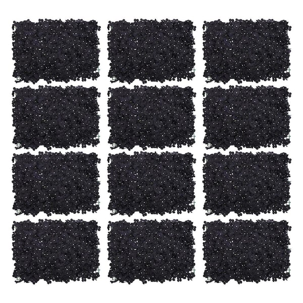 YIYIBYUS 12-Pieces 23.62 in. x 15.75 in. Black Artificial Flower Wall Panel Artificial Hydrangea Flowering Plants Backdrop Decor