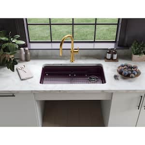 Cairn Matte Black Plum Solid Surface 33 in. Single Bowl Undermount Kitchen Sink