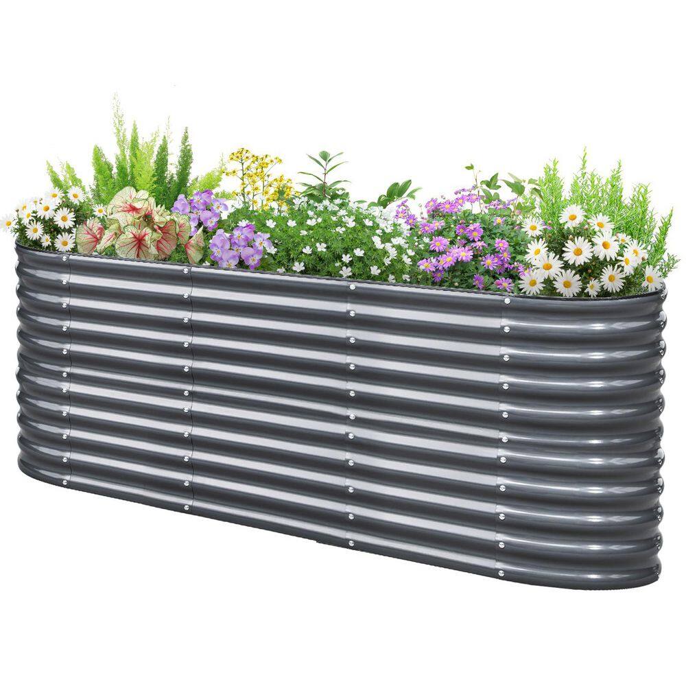 94.5 x 23.6 x 34.2 in. Raised Garden Bed, 6 in. 1 Metal Outdoor Galvanized Planter Garden Box-Dark Grey (2.85 ft. Tall) price history on PriceWatchPro