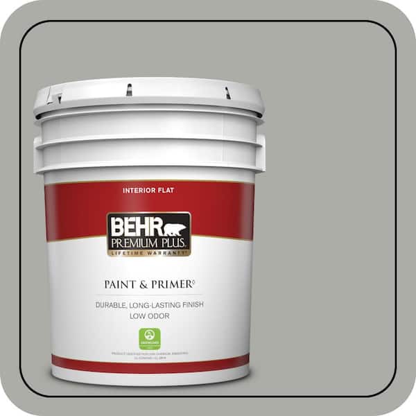 BEHR PREMIUM PLUS 5 gal. #PPF-39 Cool Granite Flat Low Odor Interior Paint & Primer