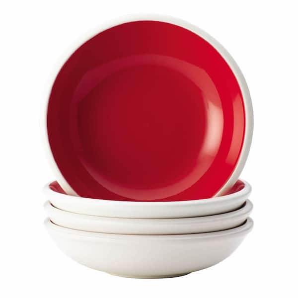 Rachael Ray Dinnerware Rise 4-Piece Stoneware Fruit Bowl Set in Red