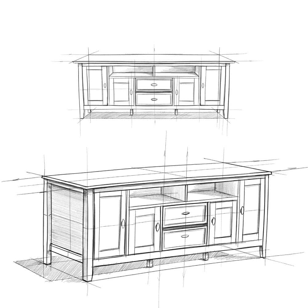 Distressed Grey 72'' Solid Pine Wood Media Console with Cabinet