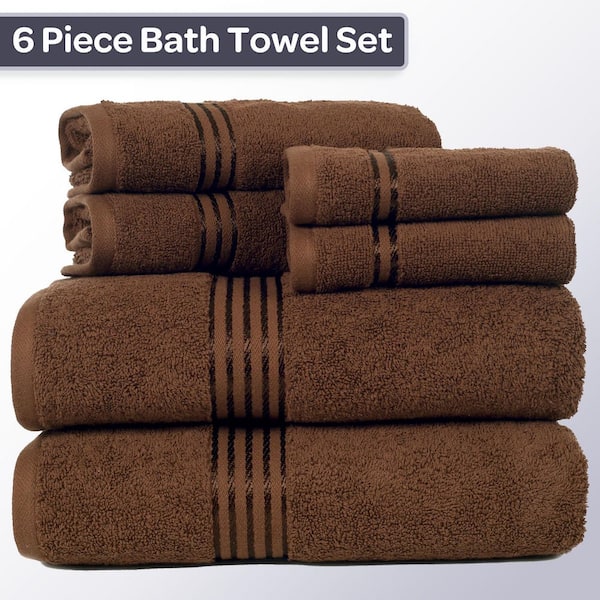 Lavish Home 6-Piece Chocolate 100% Cotton Bath Towel Set 509376ROR