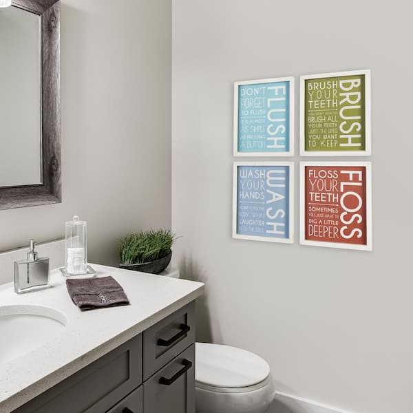 WASH BRUSH FLOSS Funny Bathroom Print Contemporary Wall Art Poster Toilet Home 