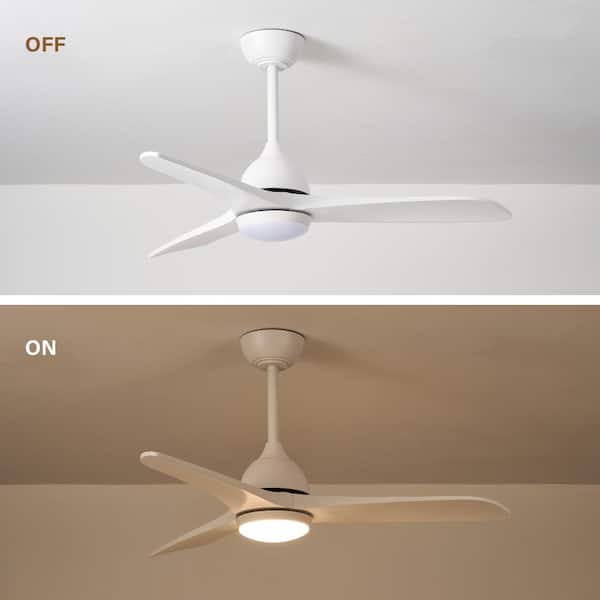 PlusDay 44 in. Indoor Down Rod White Ceiling Fan with Integrated