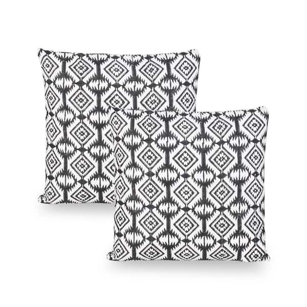 Noble House Bantry Modern Black Handcrafted Fabric 18 in. x 18 in. Throw Pillow Cover (Set of 2)