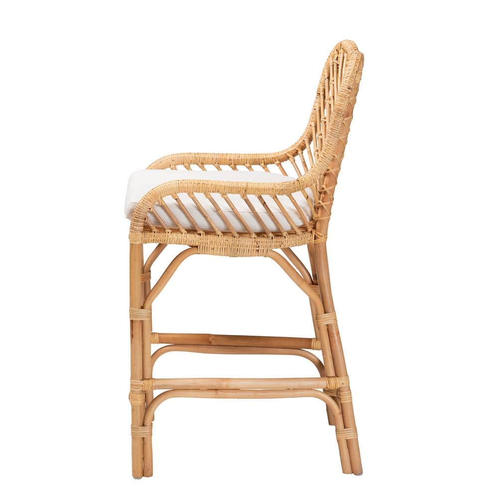 Arween Handcrafted Natural Brown Rattan Bohemian Counter Stool