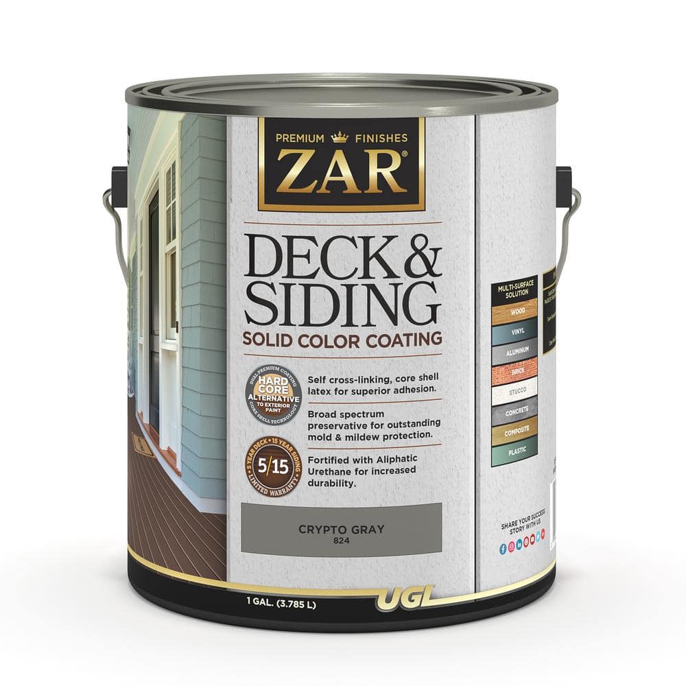 ZAR 1 Gal. Crypto Gray Exterior Deck and Siding Solid Color Coating