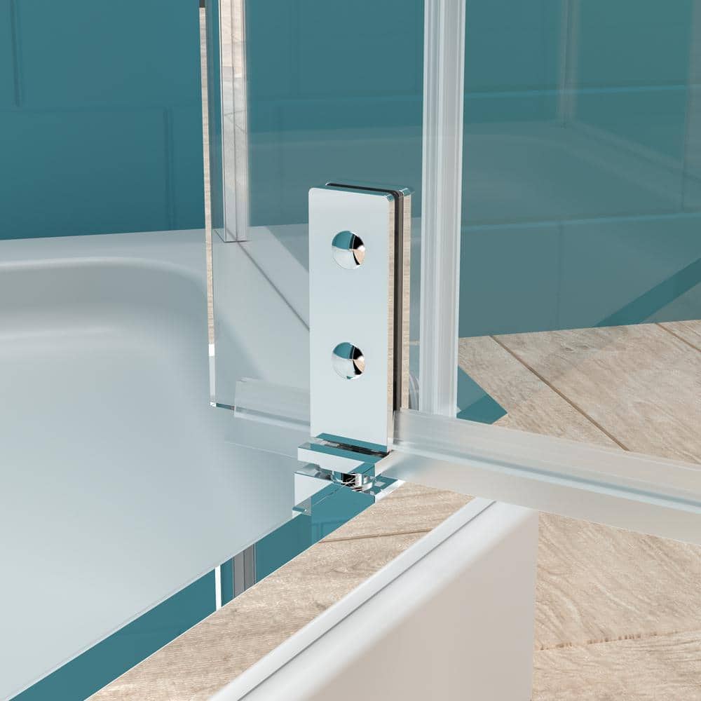 36" Chrome Neo-Angle Frameless Pivot Shower Door with Clear Glass