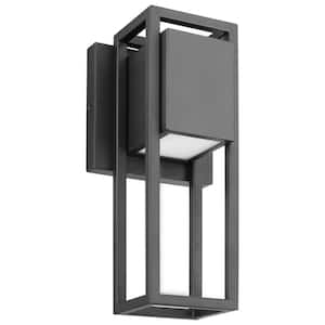 Supreme Matte Black Outdoor Hardwired Wall Lantern Sconce with Integrated LED
