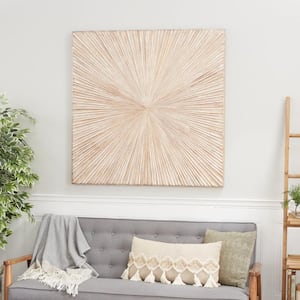 48 in. x  48 in. Wood Brown Handmade Carved Starburst Wall Decor