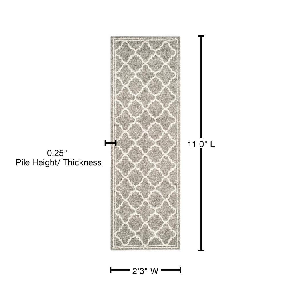Gray Geometric Synthetic Easy Care Runner Rug 2'3" x 11'