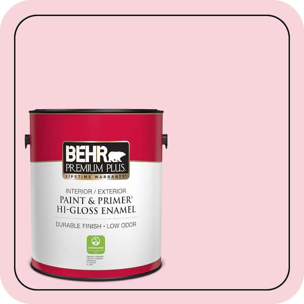 BEHR PREMIUM PLUS 1 gal. #110C-1 Petal Bloom Hi-Gloss Enamel Interior/Exterior Paint & Primer