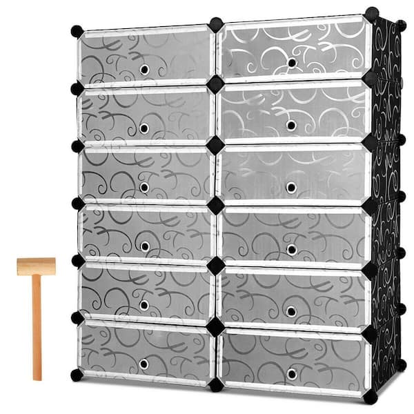 43 in. H x 37.5 in. W 1 Black Plastic Shoe Storage Cabinet