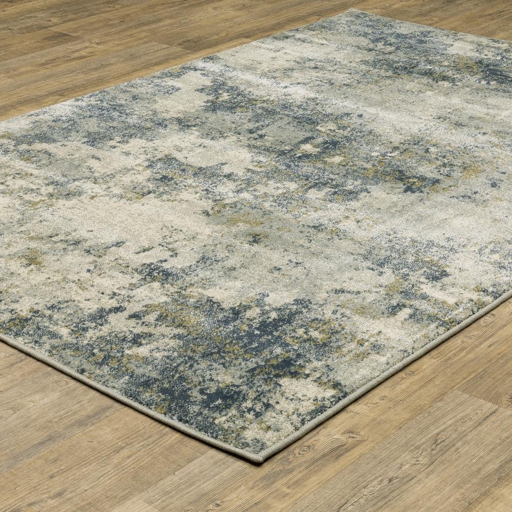 Brixworth Beige/Blue 8 ft. x 10 ft. Abstract Marble Polypropylene Indoor Area Rug price history on PriceWatchPro