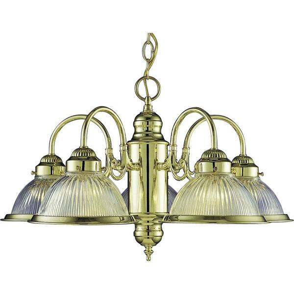 Volume Lighting Roth 5-Light Polished Brass Interior Chandelier