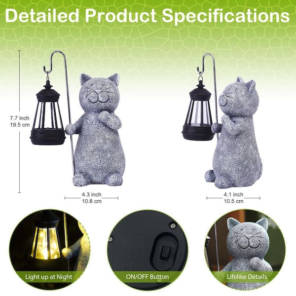 Goodeco Solar Garden Statue Cat Figurine- Garden Art with Goodeco Solar Garden Statue Cat Figurine- Garden Art with