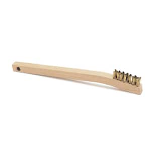 8 in. Long Wooden Handled Brass Welding Wire Brush (.3 in. x 1.6 in. Bristle Area 3 x 7 Row) for Cleaning Aluminum