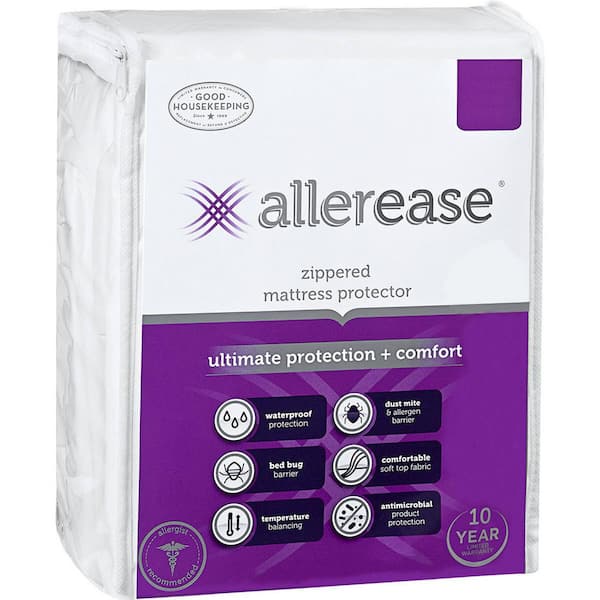 AllerEase Polyester Vinyl Free Twin Ultimate Protection and Comfort Waterproof Bed Bug Antimicrobial Zippered Mattress Protector