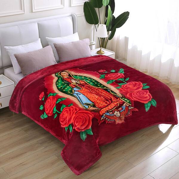 JML Mary Rose Polyester 83 in. x 91 in. Reversible Printed Fleece