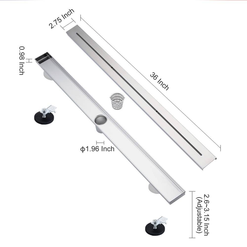 36-inch Brushed Nickel Stainless Steel Linear Shower Drain
