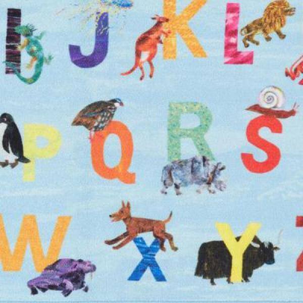 Eric Carle Blue Alphabet Kids Rectangular Nylon Area Rug