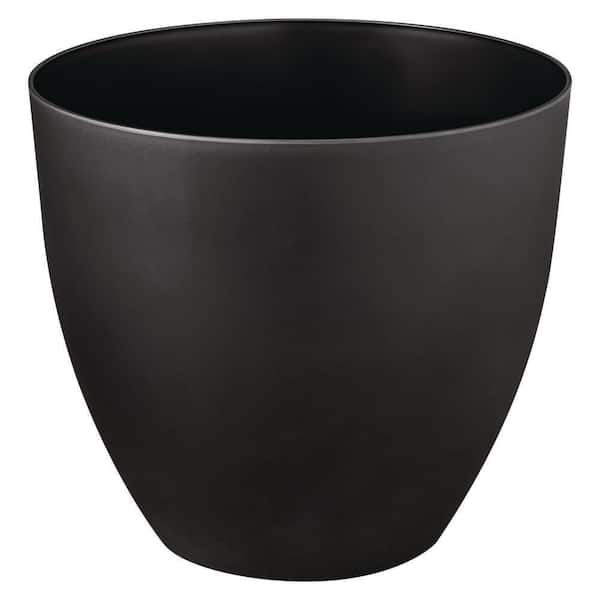 Vigoro 16 in. Cersei Modern Matte Black Plastic Planter (16 in. D x 14.4 in. H)